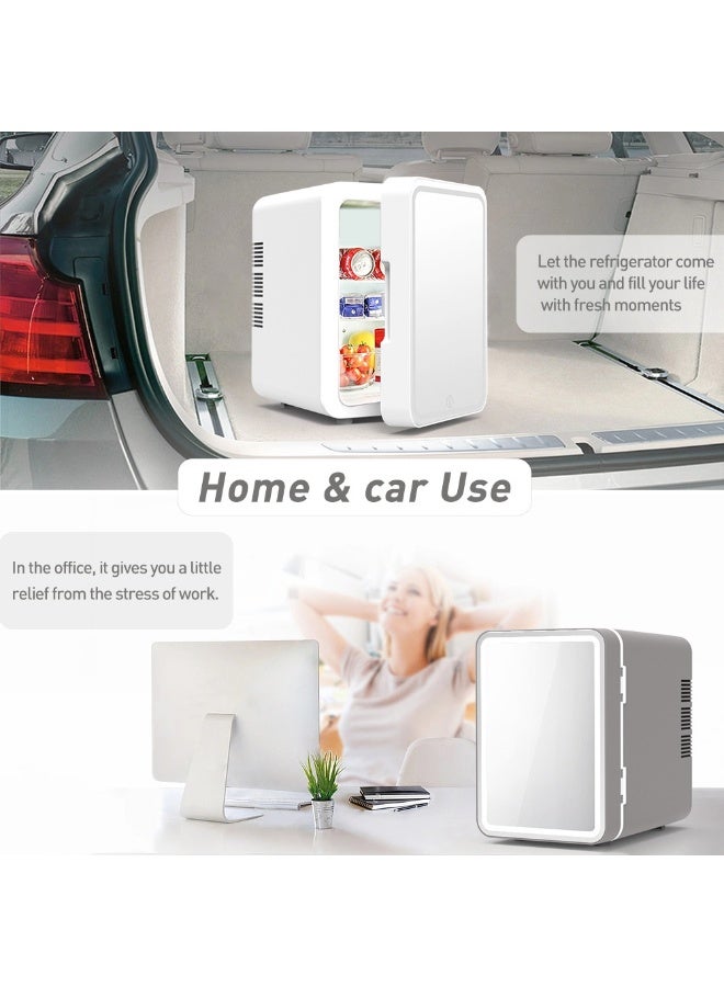 MIXDE Portable Mini Makeup Fridge with LED Light Mirror Cosmetic Storage Cooler and Warmer Freezer - Image 3